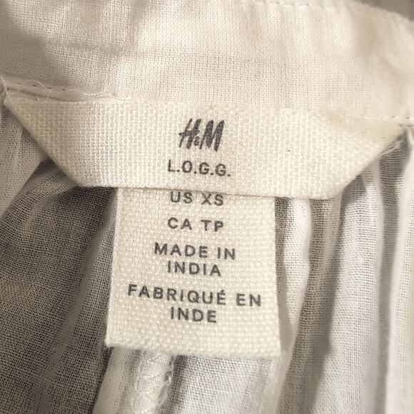 H & M L.O.G.G. sheer white cotton tunic top/mini dress long sleeves, size XS - Picture 5 of 10